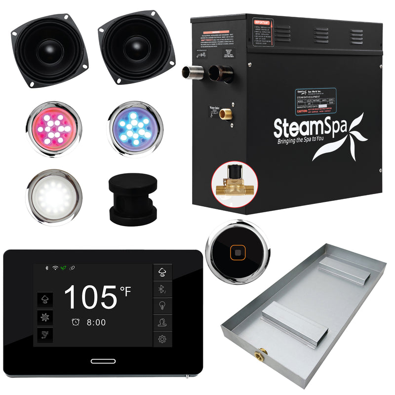 SteamSpa Black Series Generator Round Auto Drain - Matte Black