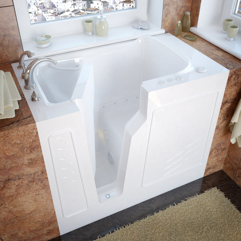 Meditub 2646LWA Walk-In 26 x 46 Left Drain White Air Jetted Walk-In Bathtub