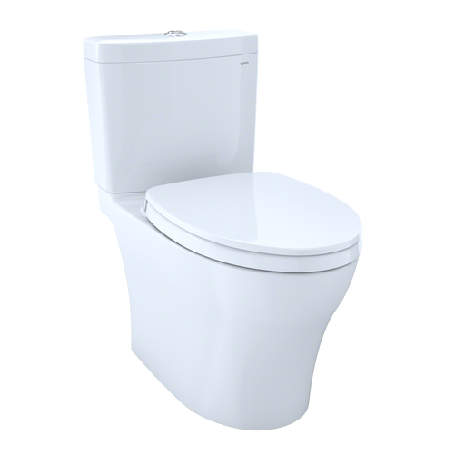 TOTO MS446124CEMFGN#01 Aquia IV Two-Piece Elongated Dual Flush 1.28 and 0.9 GPF Universal Height Toilet with CEFIONTECT, WASHLET+ Ready, Cotton White