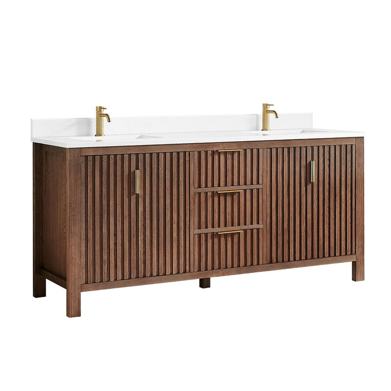 Vinnova 704272-AD-GW Shenzhen 72" Double Sink Bath Vanity in Aged Dark Brown Oak