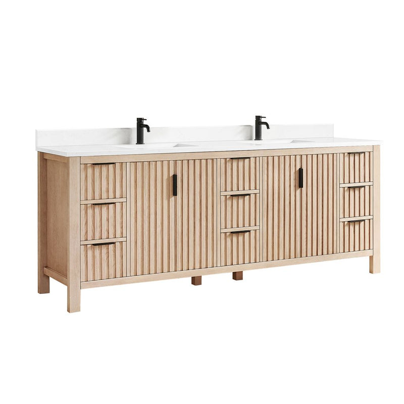 Vinnova 704284-AN-GW Shenzhen 84" Double Sink Bath Vanity in Aged Natural Oak