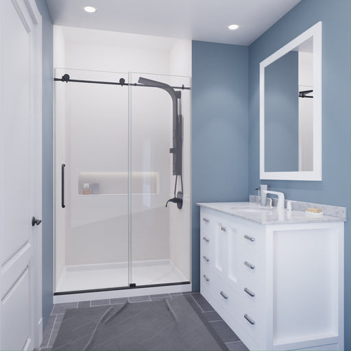 Anzzi SD-AZ13-01GB Madam Series 44 to 48 in. x 76 in. Frameless Sliding Shower Door in Gunmetal with Clear Tempered - view 2