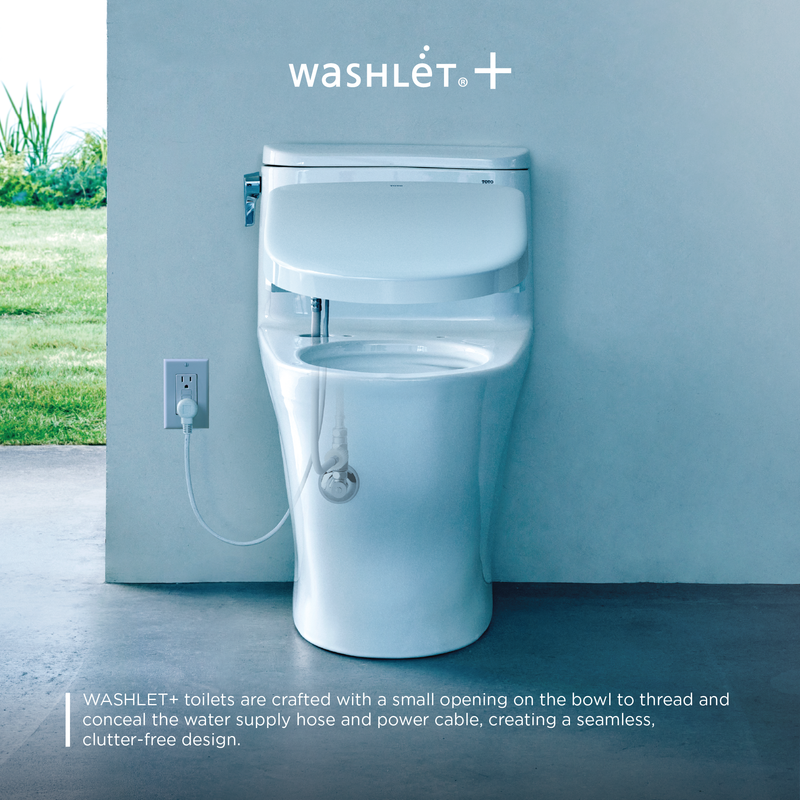 TOTO MW4724726CEFG#01 Glaston WASHLET+ S7 Two-Piece Elongated 1.28 GPF Universal Height Toilet with CEFIONTECT, Cotton White - view 2
