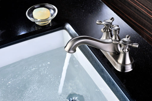 Anzzi L-AZ006BN Major Series 4 in. Centerset 2-Handle Mid-Arc Bathroom Faucet Brushed Nickel - view 2