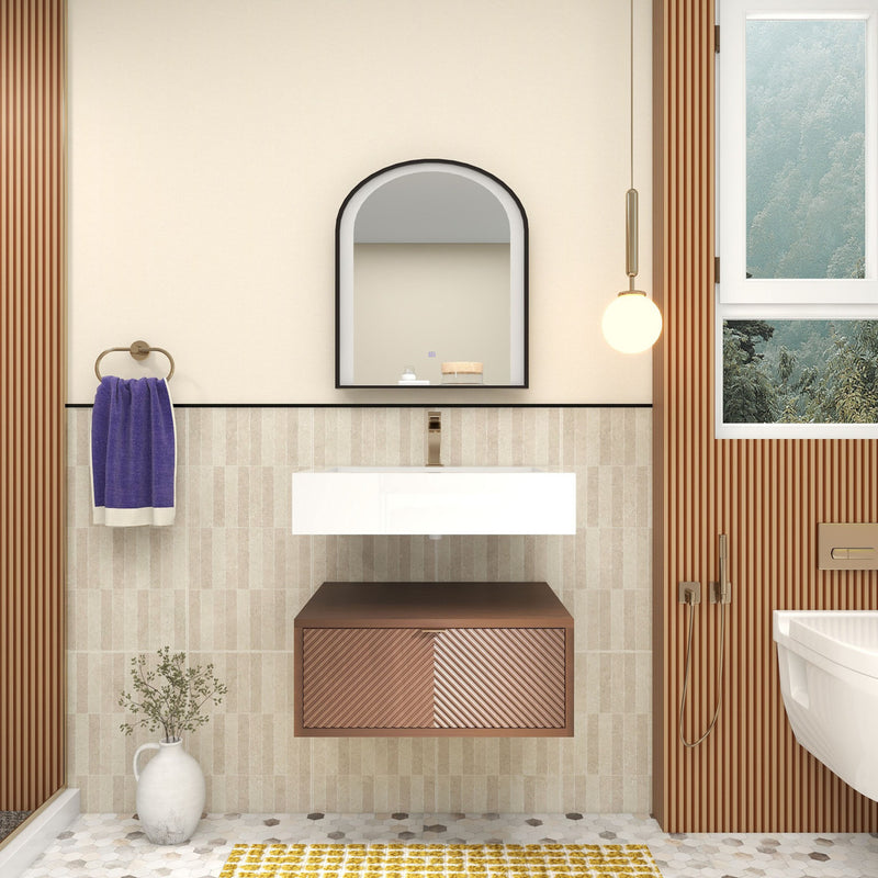 Moreno Bath MT1724 Mason 24" Fluted Floating Wall-Mounted Bathroom Vanity with Reinforced Acrylic Sink
