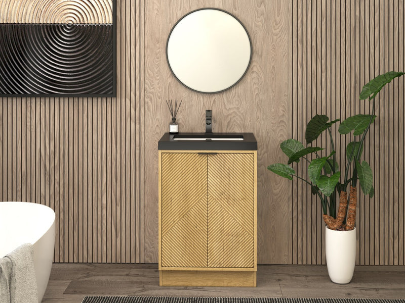 Moreno Bath MT24FS Mason 24" Fluted Freestanding Bathroom Vanity with Sink Top