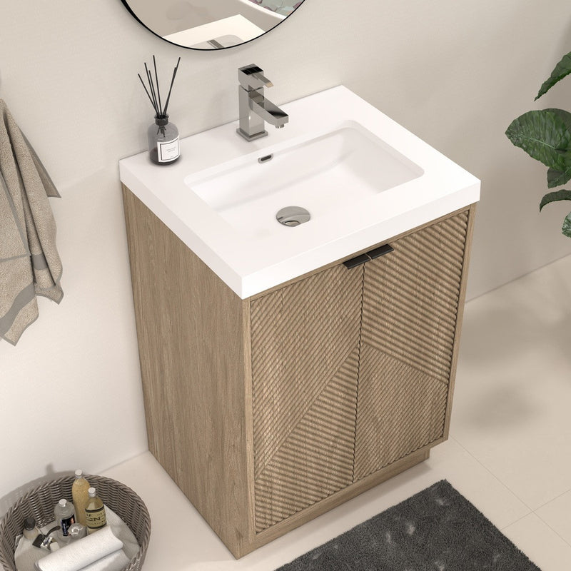 Moreno Bath MT24FS Mason 24" Fluted Freestanding Bathroom Vanity with Sink Top