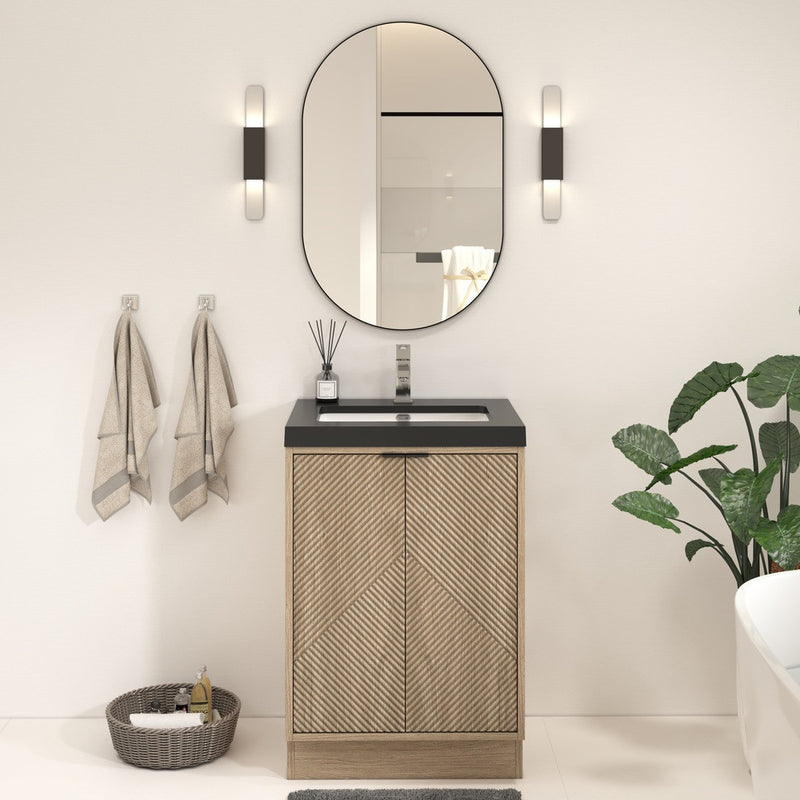 Moreno Bath MT24FS Mason 24" Fluted Freestanding Bathroom Vanity with Sink Top