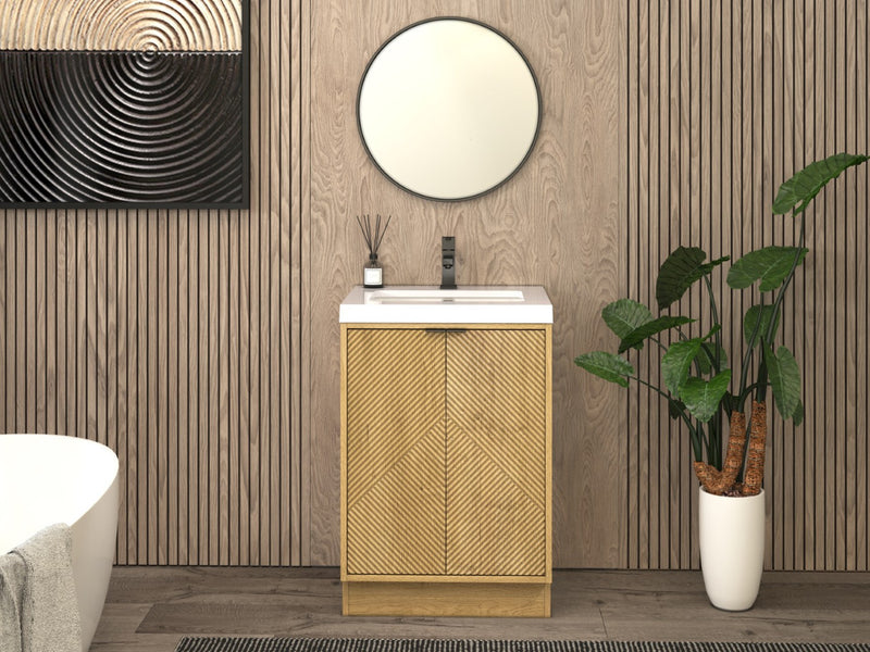 Moreno Bath MT24FS Mason 24" Fluted Freestanding Bathroom Vanity with Sink Top