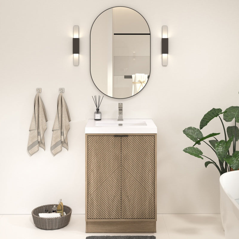 Moreno Bath MT24FS Mason 24" Fluted Freestanding Bathroom Vanity with Sink Top