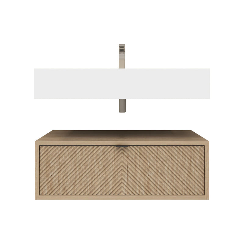 Moreno Bath MT1730 Mason 30" Fluted Floating Wall-Mounted Bathroom Vanity with Reinforced Acrylic Sink