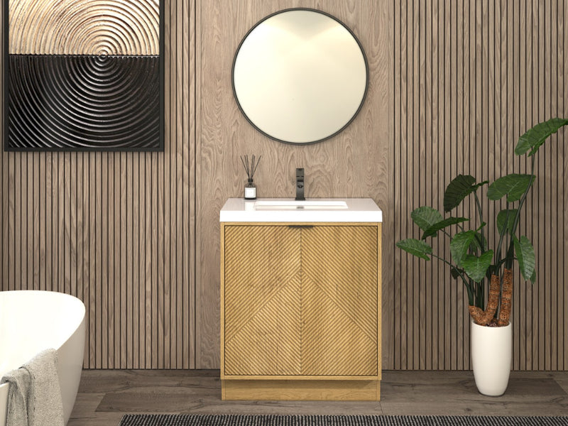 Moreno Bath MT30FS Mason 30" Fluted Freestanding Bathroom Vanity with Sink Top