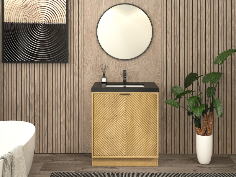 Moreno Bath MT30FS Mason 30" Fluted Freestanding Bathroom Vanity with Sink Top