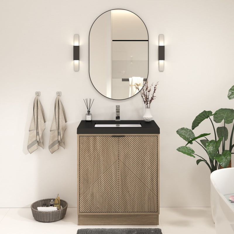 Moreno Bath MT30FS Mason 30" Fluted Freestanding Bathroom Vanity with Sink Top