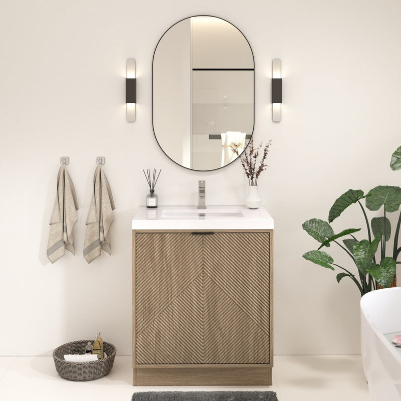 Moreno Bath MT30FS Mason 30" Fluted Freestanding Bathroom Vanity with Sink Top