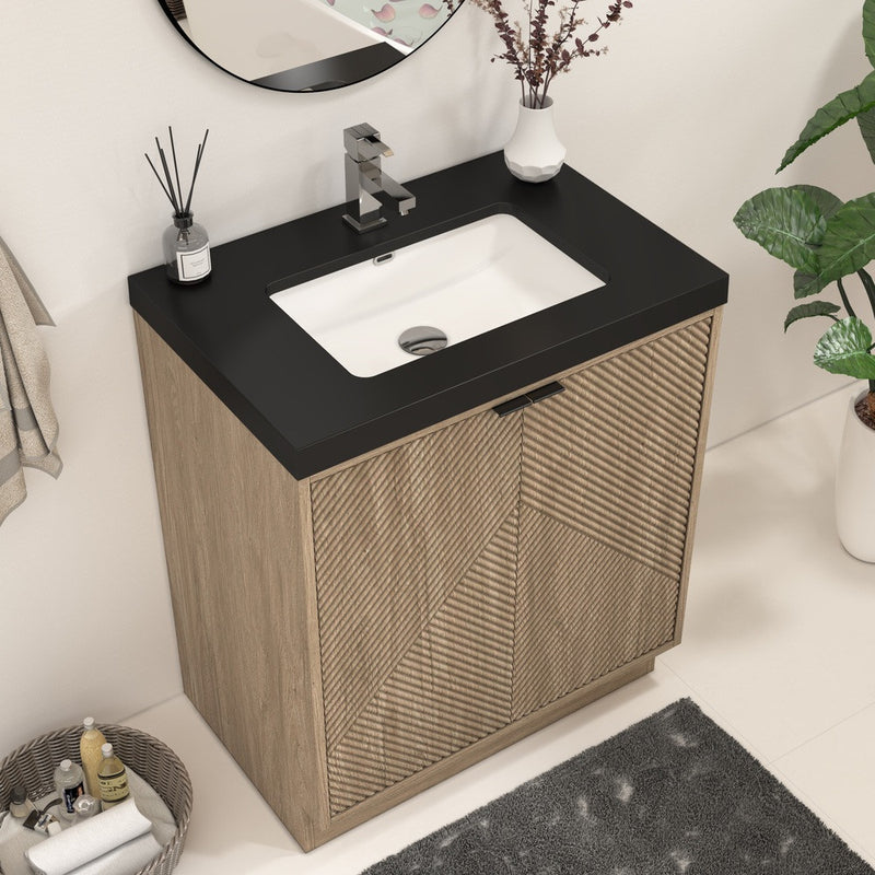 Moreno Bath MT30FS Mason 30" Fluted Freestanding Bathroom Vanity with Sink Top