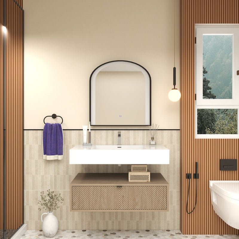 Moreno Bath MT1736 Mason 36" Fluted Floating Wall-Mounted Bathroom Vanity with Reinforced Acrylic Sink