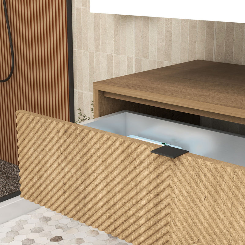 Moreno Bath MT1736 Mason 36" Fluted Floating Wall-Mounted Bathroom Vanity with Reinforced Acrylic Sink