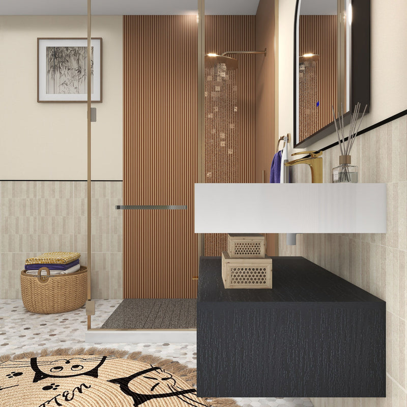 Moreno Bath MT1736 Mason 36" Fluted Floating Wall-Mounted Bathroom Vanity with Reinforced Acrylic Sink