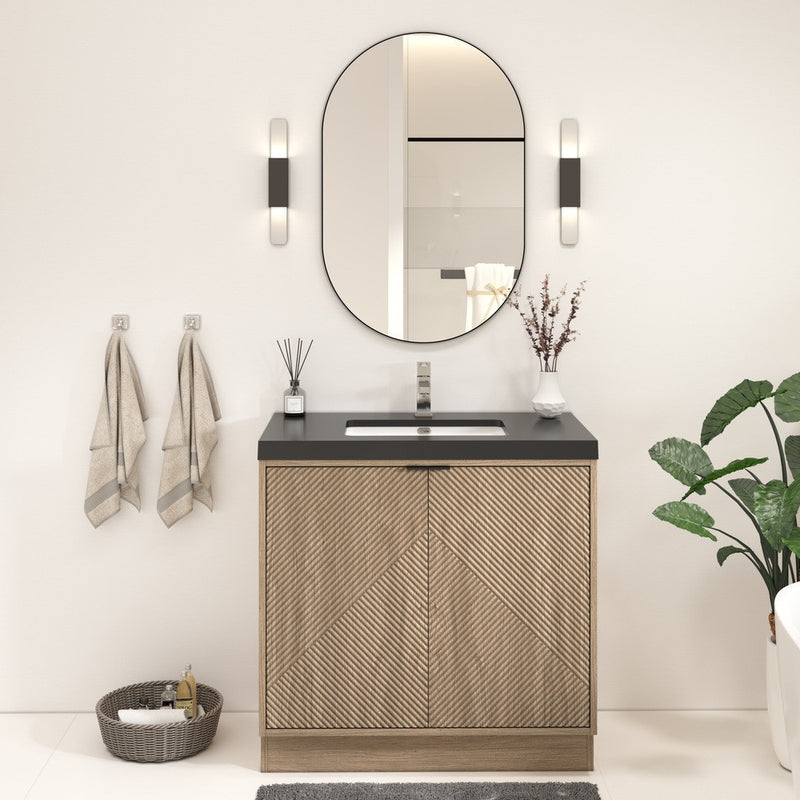 Moreno Bath MT36FS Mason 36" Fluted Freestanding Bathroom Vanity with Sink Top