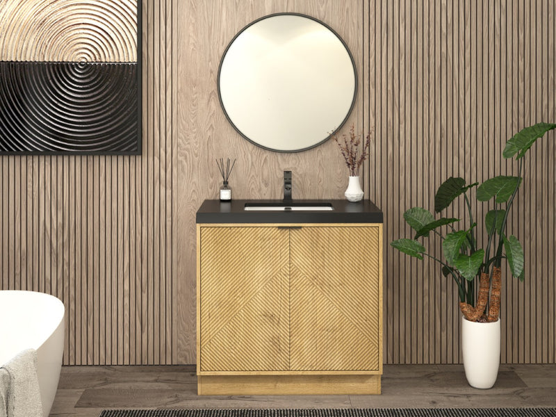 Moreno Bath MT36FS Mason 36" Fluted Freestanding Bathroom Vanity with Sink Top