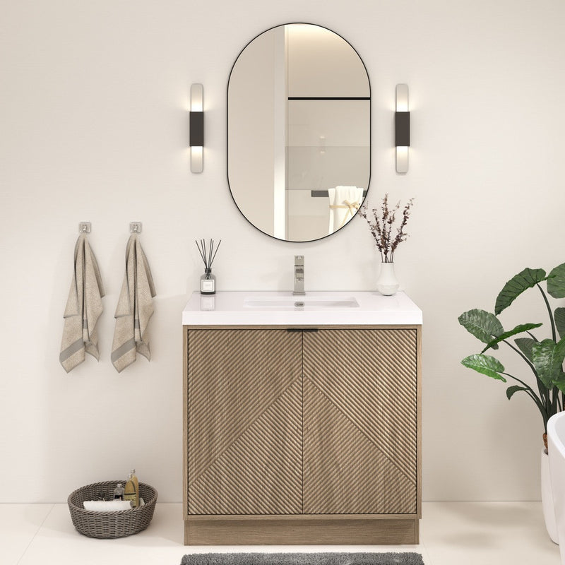 Moreno Bath MT36FS Mason 36" Fluted Freestanding Bathroom Vanity with Sink Top