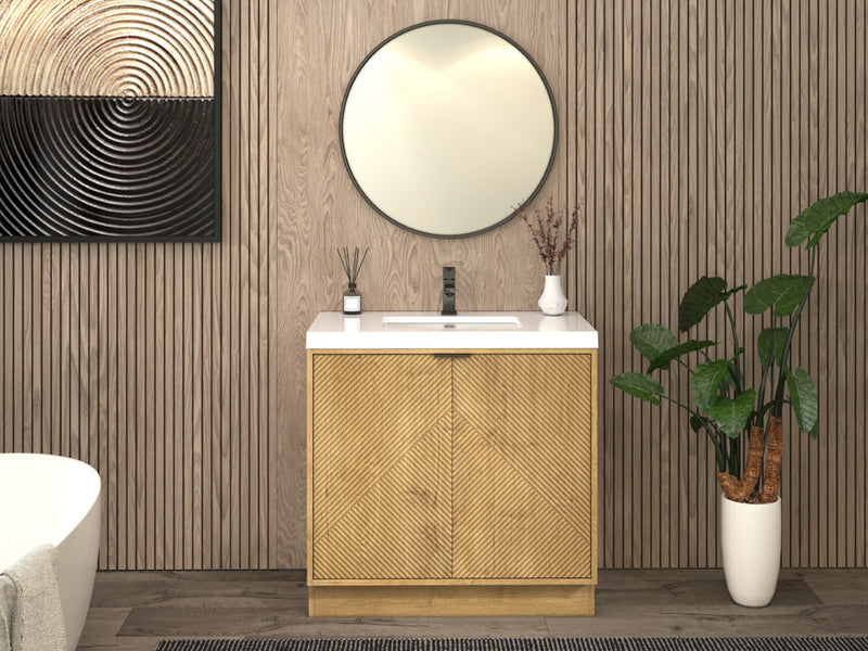 Moreno Bath MT36FS Mason 36" Fluted Freestanding Bathroom Vanity with Sink Top