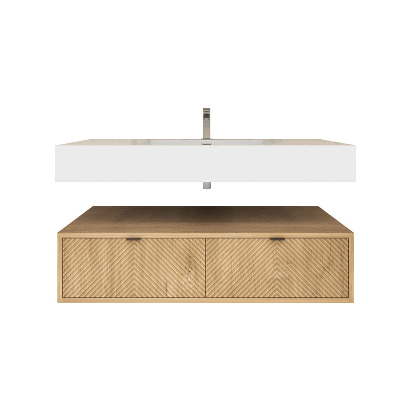 Moreno Bath MT1742 Mason 42" Fluted Floating Wall-Mounted Bathroom Vanity with Reinforced Acrylic Sink