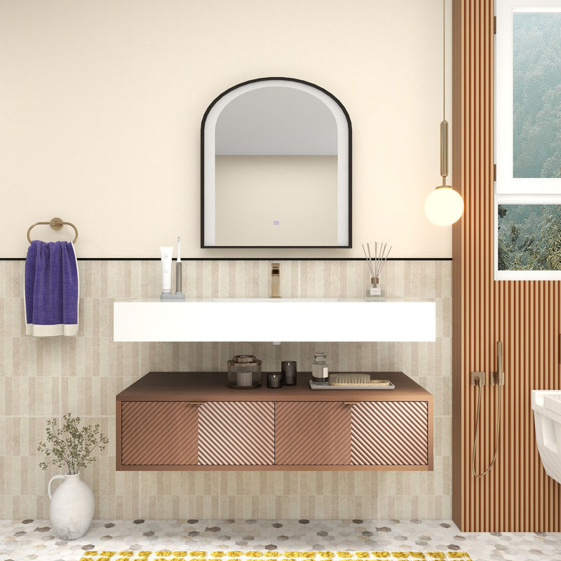 Moreno Bath MT1742 Mason 42" Fluted Floating Wall-Mounted Bathroom Vanity with Reinforced Acrylic Sink