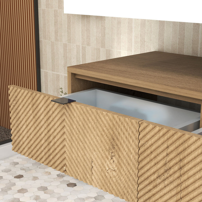 Moreno Bath MT1742 Mason 42" Fluted Floating Wall-Mounted Bathroom Vanity with Reinforced Acrylic Sink