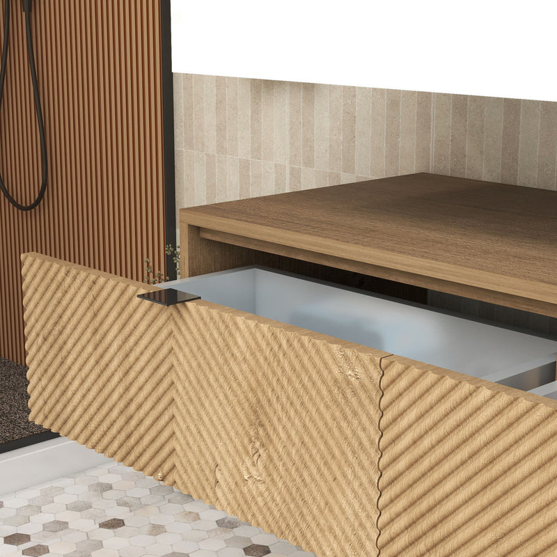 Moreno Bath MT1748 Mason 48" Fluted Floating Wall-Mounted Bathroom Vanity with Reinforced Acrylic Sink