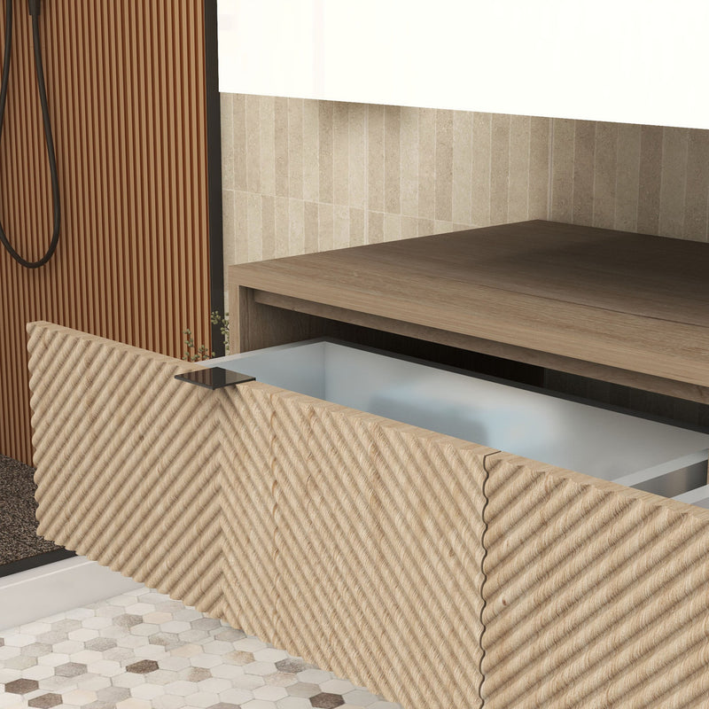 Moreno Bath MT1748 Mason 48" Fluted Floating Wall-Mounted Bathroom Vanity with Reinforced Acrylic Sink