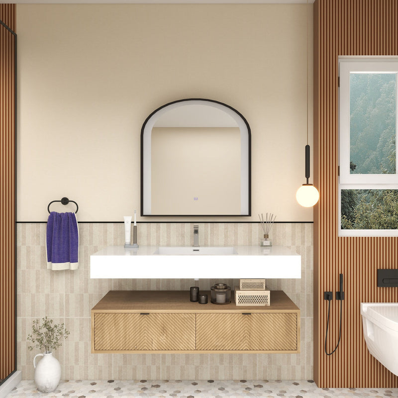 Moreno Bath MT1748 Mason 48" Fluted Floating Wall-Mounted Bathroom Vanity with Reinforced Acrylic Sink