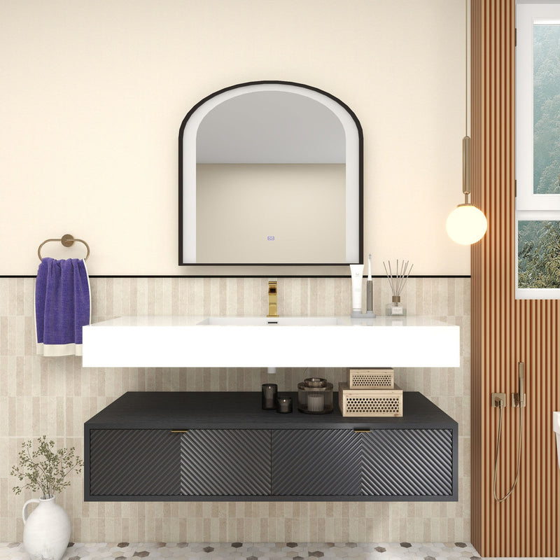 Moreno Bath MT1748 Mason 48" Fluted Floating Wall-Mounted Bathroom Vanity with Reinforced Acrylic Sink