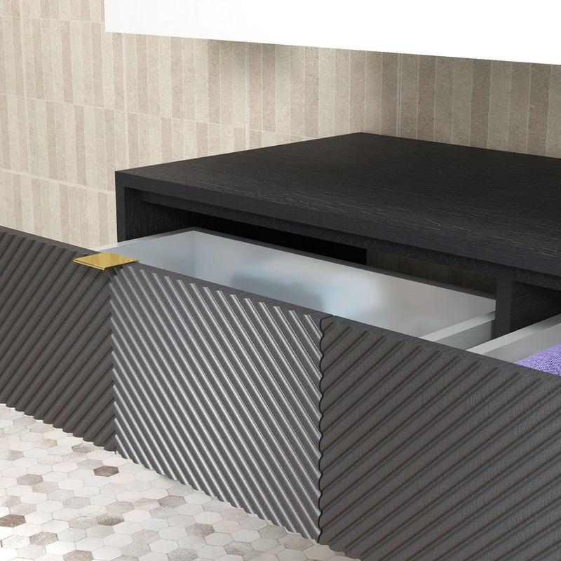 Moreno Bath MT1748 Mason 48" Fluted Floating Wall-Mounted Bathroom Vanity with Reinforced Acrylic Sink