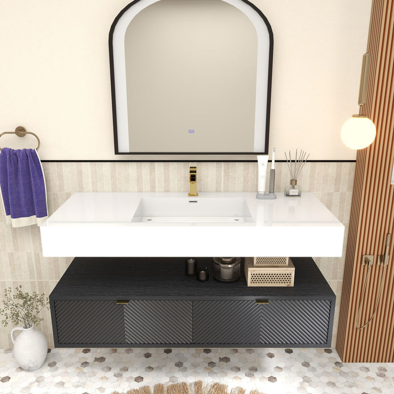 Moreno Bath MT1748 Mason 48" Fluted Floating Wall-Mounted Bathroom Vanity with Reinforced Acrylic Sink