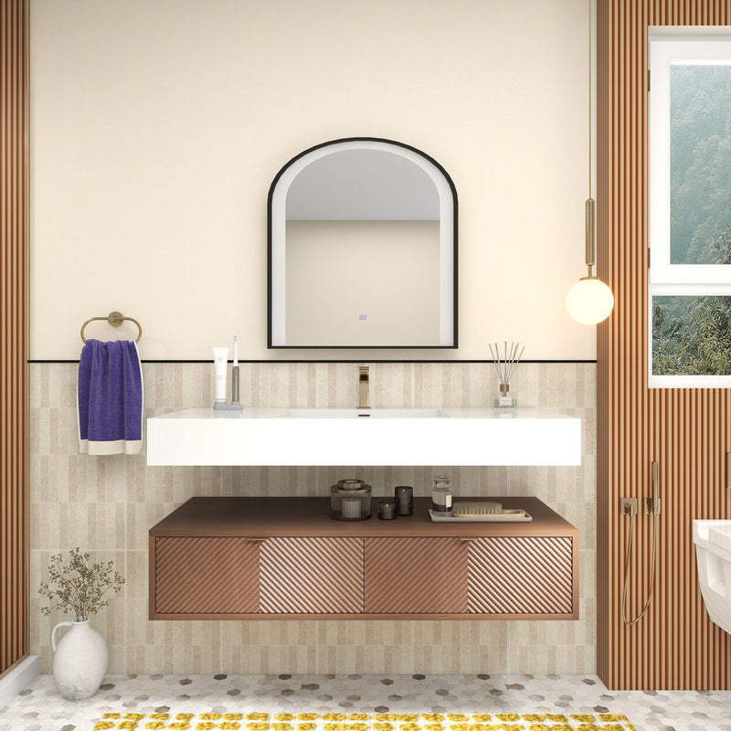 Moreno Bath MT1748 Mason 48" Fluted Floating Wall-Mounted Bathroom Vanity with Reinforced Acrylic Sink