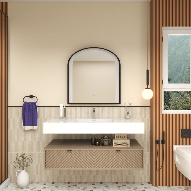 Moreno Bath MT1748 Mason 48" Fluted Floating Wall-Mounted Bathroom Vanity with Reinforced Acrylic Sink
