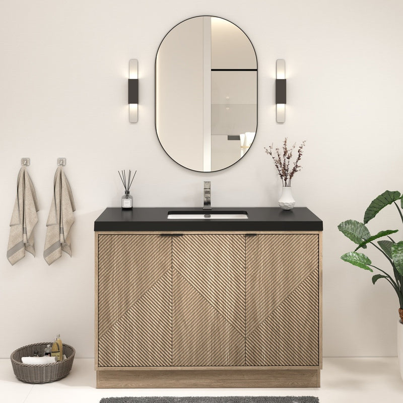 Moreno Bath MT48FS Mason 48" Fluted Freestanding Bathroom Vanity with Sink Top