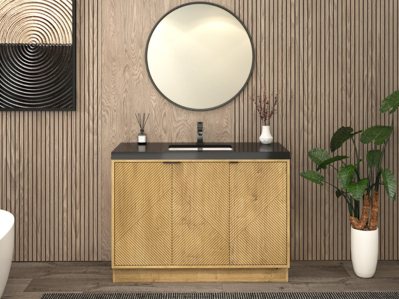 Moreno Bath MT48FS Mason 48" Fluted Freestanding Bathroom Vanity with Sink Top