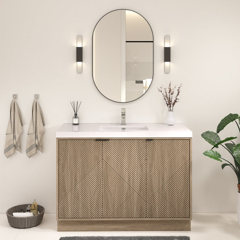 Moreno Bath MT48FS Mason 48" Fluted Freestanding Bathroom Vanity with Sink Top
