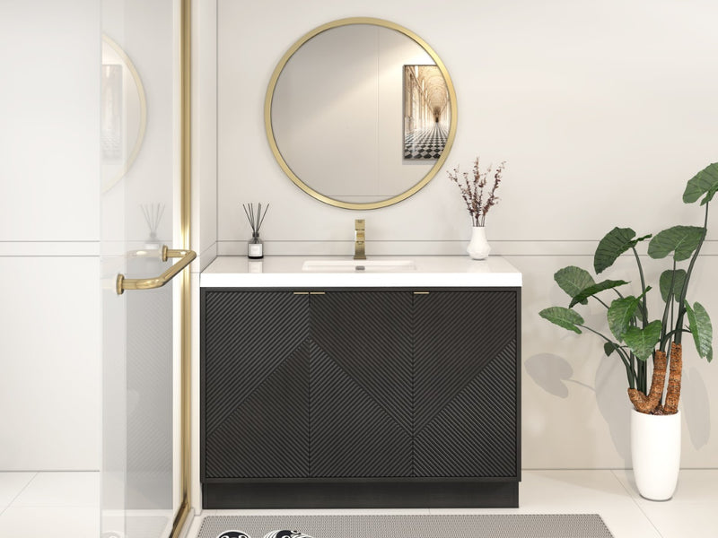 Moreno Bath MT48FS Mason 48" Fluted Freestanding Bathroom Vanity with Sink Top