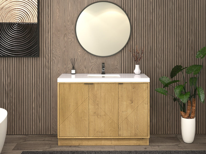 Moreno Bath MT48FS Mason 48" Fluted Freestanding Bathroom Vanity with Sink Top