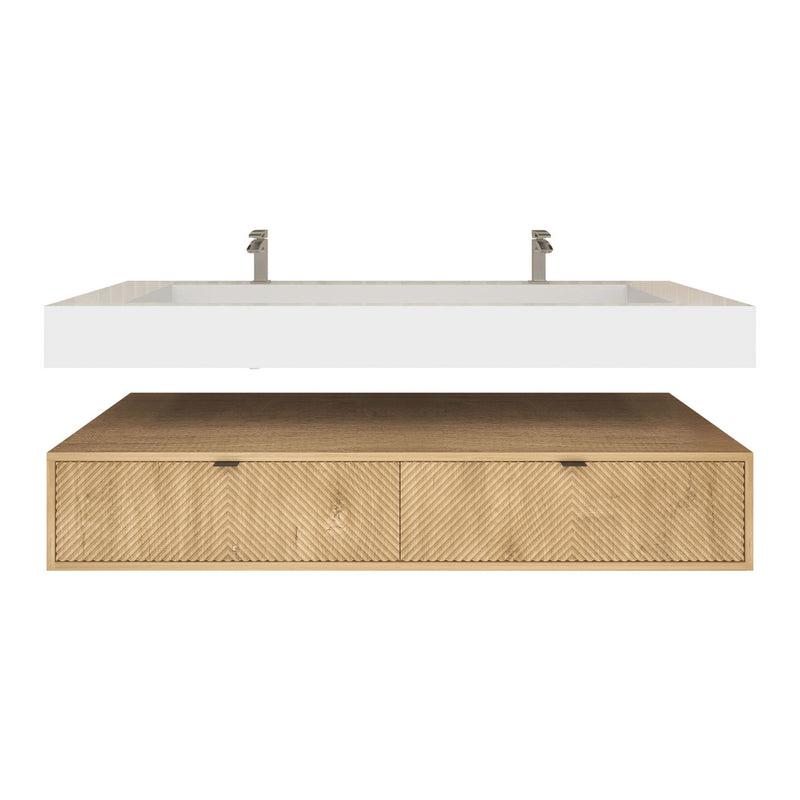 Moreno Bath MT1760D Mason 60" Fluted Floating Wall-Mounted Bathroom Vanity with Reinforced Acrylic Double Sink