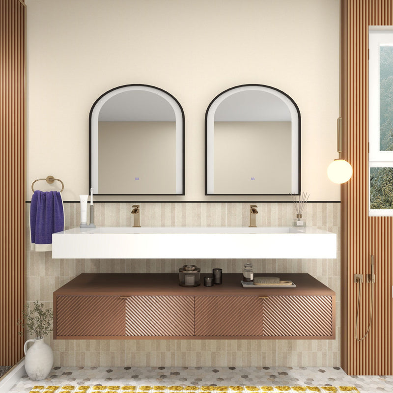 Moreno Bath MT1760D Mason 60" Fluted Floating Wall-Mounted Bathroom Vanity with Reinforced Acrylic Double Sink