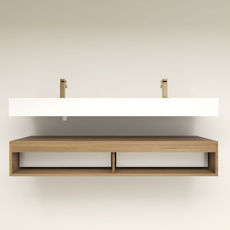 Moreno Bath MT1760D Mason 60" Fluted Floating Wall-Mounted Bathroom Vanity with Reinforced Acrylic Double Sink