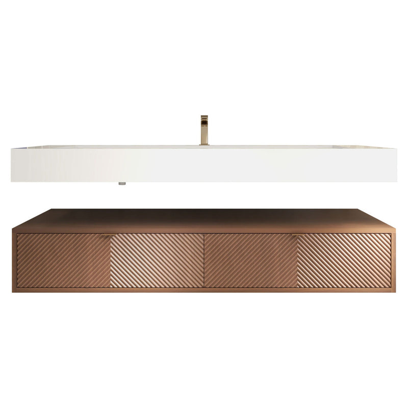 Moreno Bath MT1760S Mason 60" Fluted Floating Wall-Mounted Bathroom Vanity with Reinforced Acrylic Single Sink