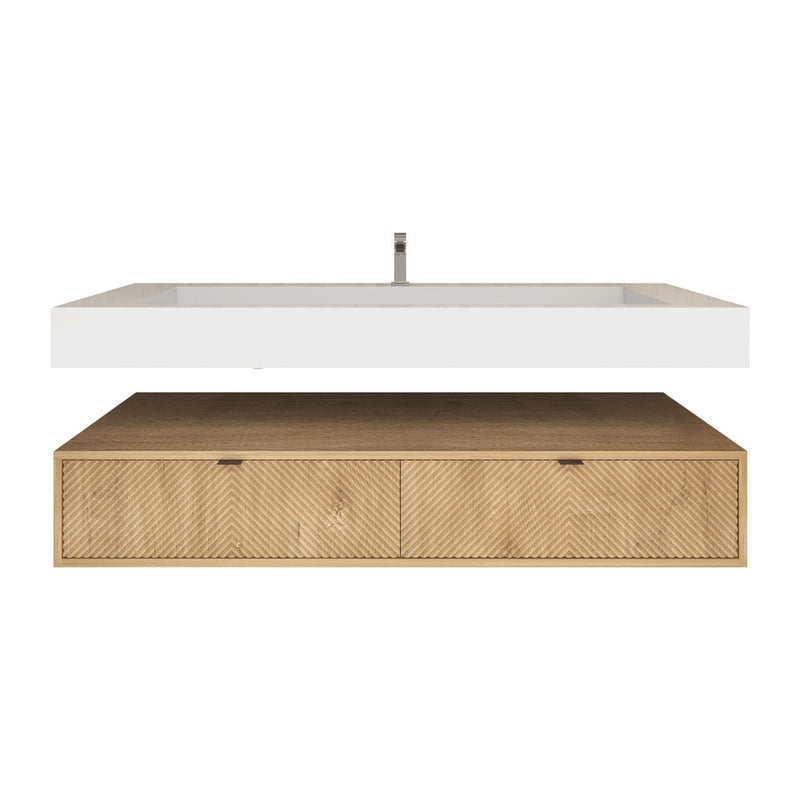 Moreno Bath MT1760S Mason 60" Fluted Floating Wall-Mounted Bathroom Vanity with Reinforced Acrylic Single Sink