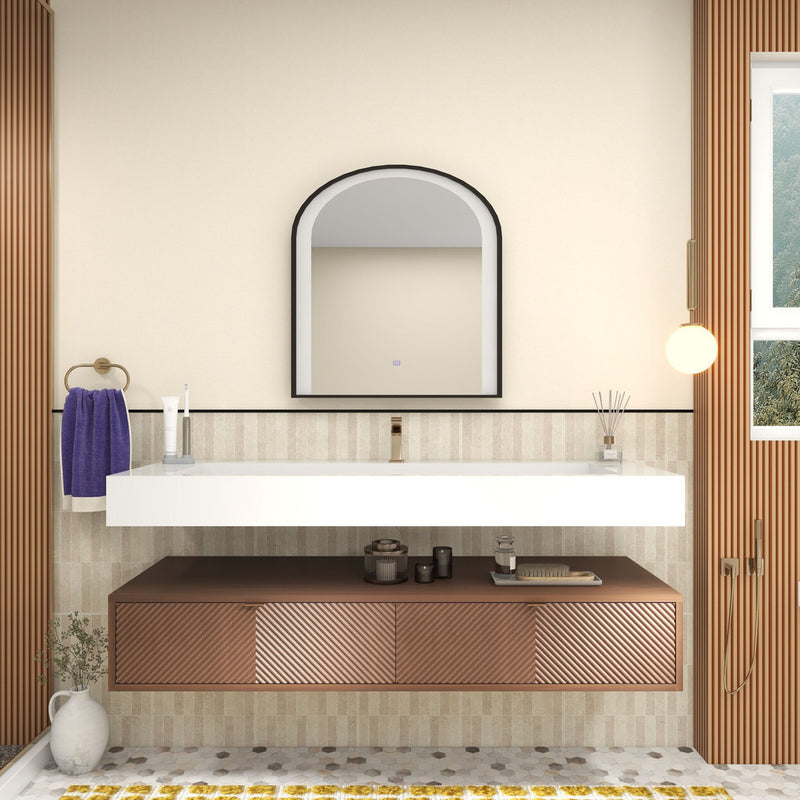 Moreno Bath MT1760S Mason 60" Fluted Floating Wall-Mounted Bathroom Vanity with Reinforced Acrylic Single Sink