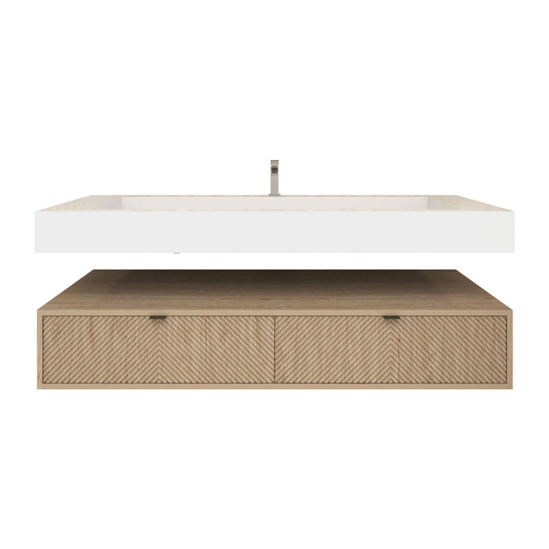 Moreno Bath MT1760S Mason 60" Fluted Floating Wall-Mounted Bathroom Vanity with Reinforced Acrylic Single Sink
